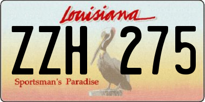 LA license plate ZZH275