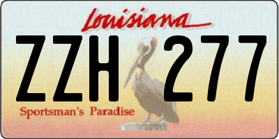 LA license plate ZZH277