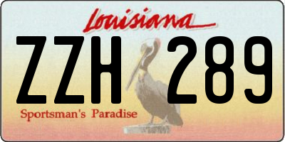 LA license plate ZZH289