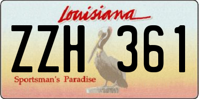 LA license plate ZZH361