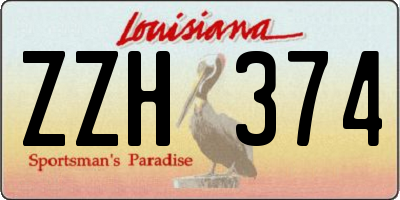 LA license plate ZZH374