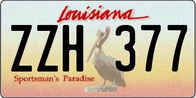 LA license plate ZZH377