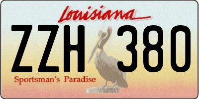 LA license plate ZZH380