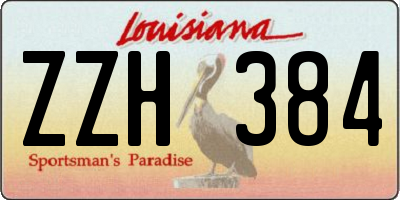 LA license plate ZZH384