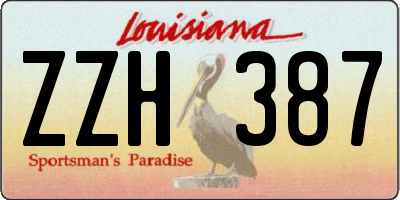 LA license plate ZZH387