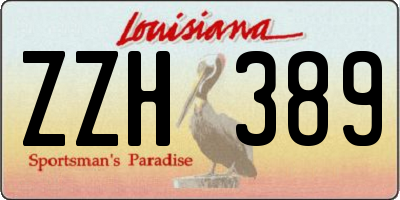 LA license plate ZZH389