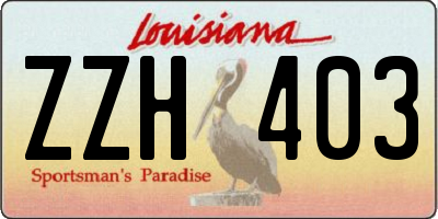 LA license plate ZZH403