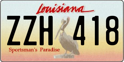 LA license plate ZZH418