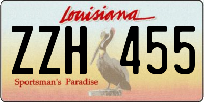 LA license plate ZZH455