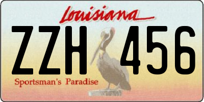 LA license plate ZZH456