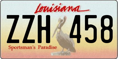 LA license plate ZZH458