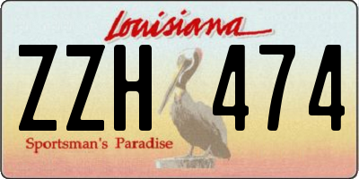 LA license plate ZZH474