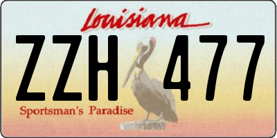 LA license plate ZZH477