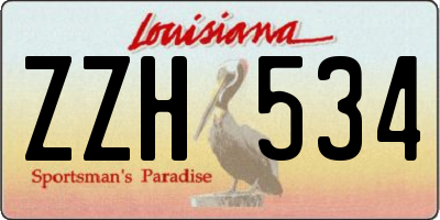 LA license plate ZZH534