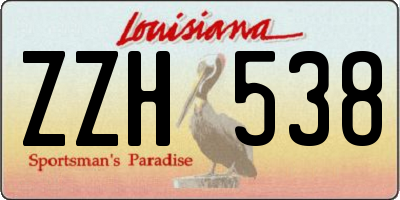 LA license plate ZZH538