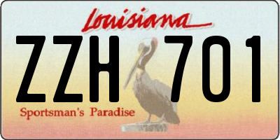 LA license plate ZZH701