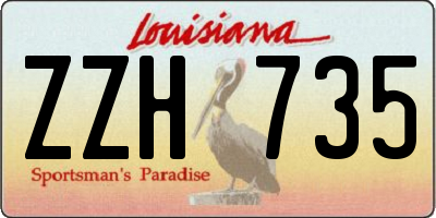 LA license plate ZZH735