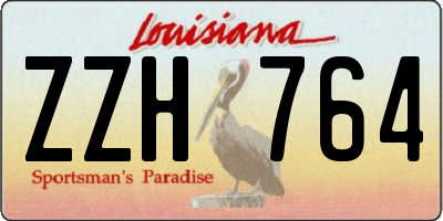 LA license plate ZZH764