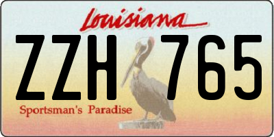 LA license plate ZZH765