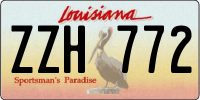 LA license plate ZZH772