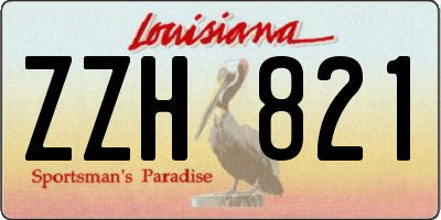 LA license plate ZZH821