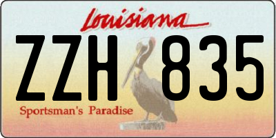 LA license plate ZZH835