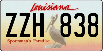 LA license plate ZZH838