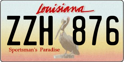 LA license plate ZZH876