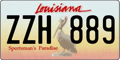 LA license plate ZZH889