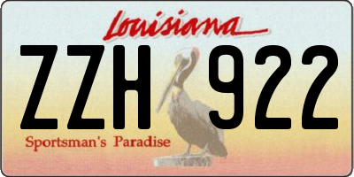LA license plate ZZH922