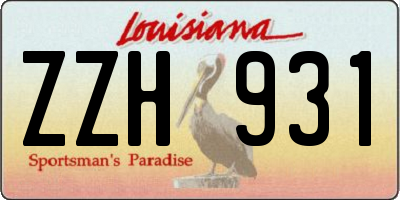 LA license plate ZZH931