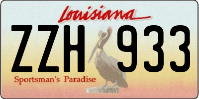 LA license plate ZZH933