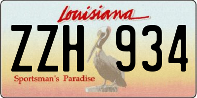 LA license plate ZZH934