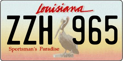 LA license plate ZZH965