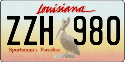 LA license plate ZZH980