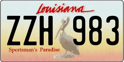 LA license plate ZZH983