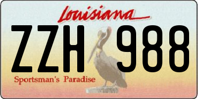 LA license plate ZZH988