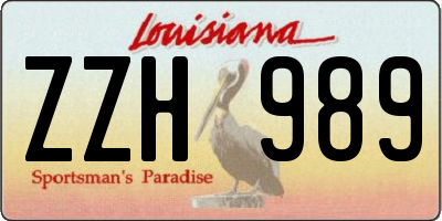 LA license plate ZZH989