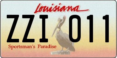 LA license plate ZZI011