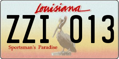 LA license plate ZZI013