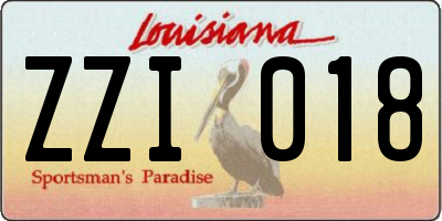 LA license plate ZZI018
