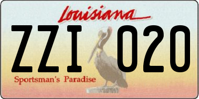 LA license plate ZZI020