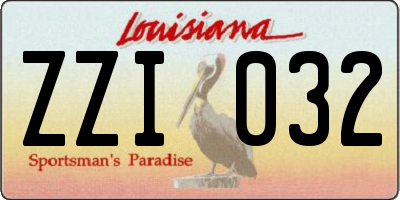 LA license plate ZZI032