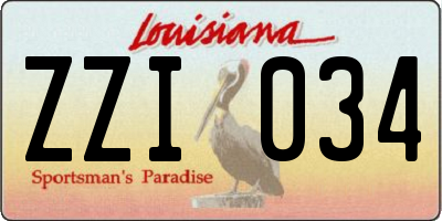 LA license plate ZZI034