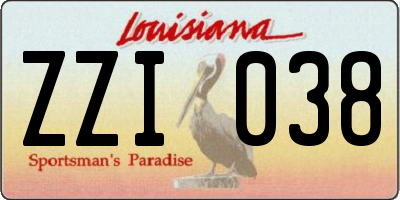 LA license plate ZZI038