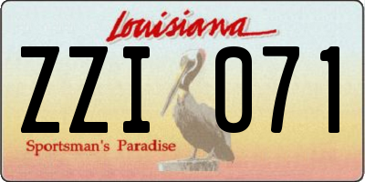 LA license plate ZZI071