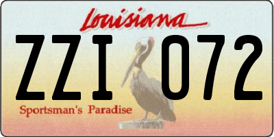 LA license plate ZZI072