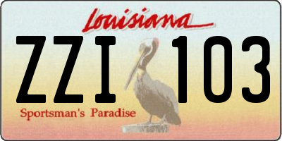 LA license plate ZZI103