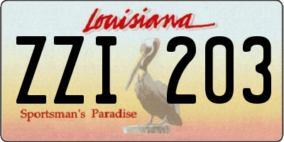LA license plate ZZI203