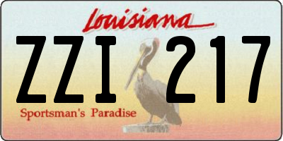 LA license plate ZZI217